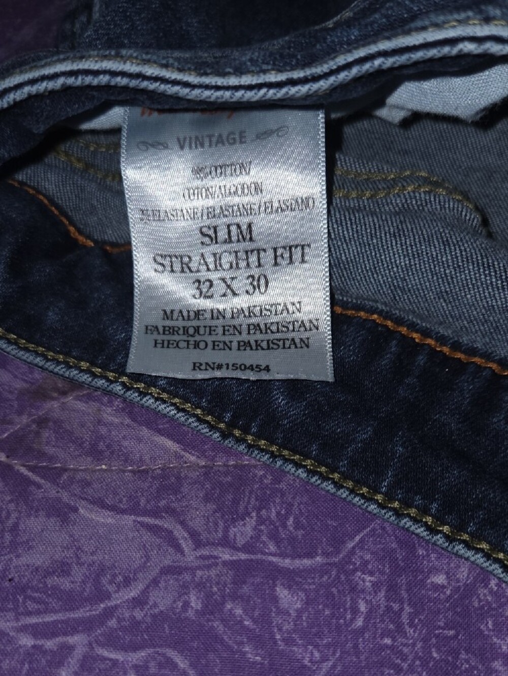 Men's Original Vintage Weatherproof Slim Fit Dark Blue Jeans - Picture 5 of 6